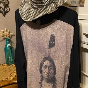 DD western wear Fancy Sequin 3/4 sleeve.  Long enough to wear with leggings.